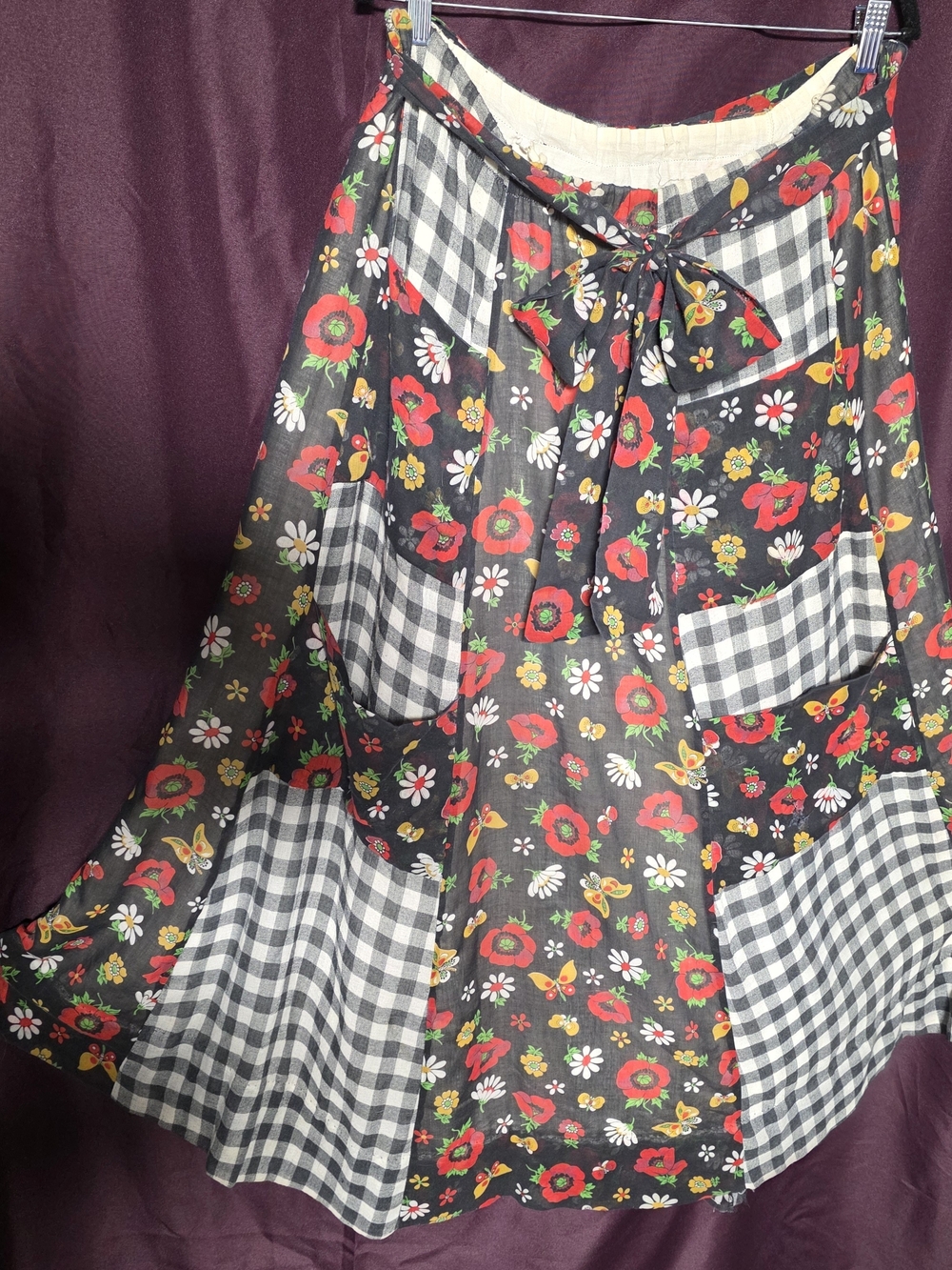 Chelsea Davis vintage 1960 - 1970 black & white gingham Skirt With Belt & Scarf